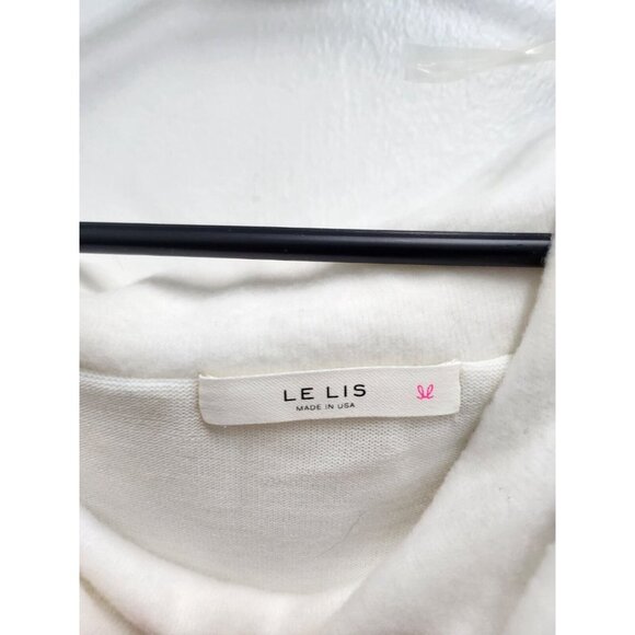 Le Lis Womens Sweater Size Small White Brushed Knit Ruched Sleeve Off Shoulder - Picture 5 of 7